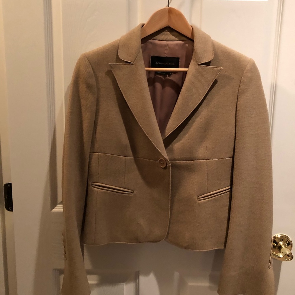 BCBG tan wool jacket small